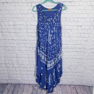 Sakkas Womens Maxi Embroidered Dress Blue OS Handkerchief Hem Whimsigoth Fairy